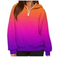 thumbnail image 3 of Jsaierl Women's Half Zip Hoodies Loose Fit Gradient Hooded Sweatshirt Classic Pullover Cotton Long Sleeve Tops Early Fall Fashion S-2XL, 3 of 6