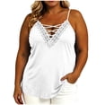 thumbnail image 2 of LEKWK Camisole Tops for Women Plus Size Lace Trim Criss Cross V Neck Tank Tops Spaghetti Strap Loose Fit Comfy Summer Shirts Fashion Going Out Y2K Shirts, 2 of 7