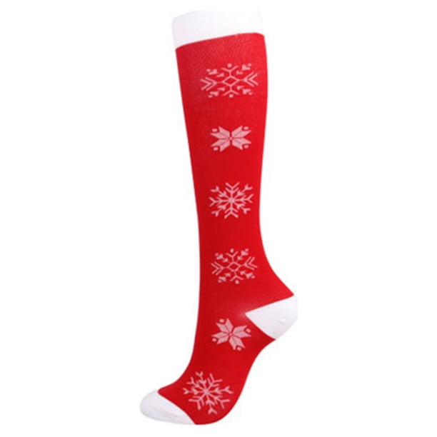 1 par de calcetines de estilo navideño para hombres y mujeres, bonitos calcetines deportivos a la moda, calcetines hasta la rodilla antifatiga, Accesorios de calzado Copo de nieve rojo S/M Guardurnaity AP012322-43