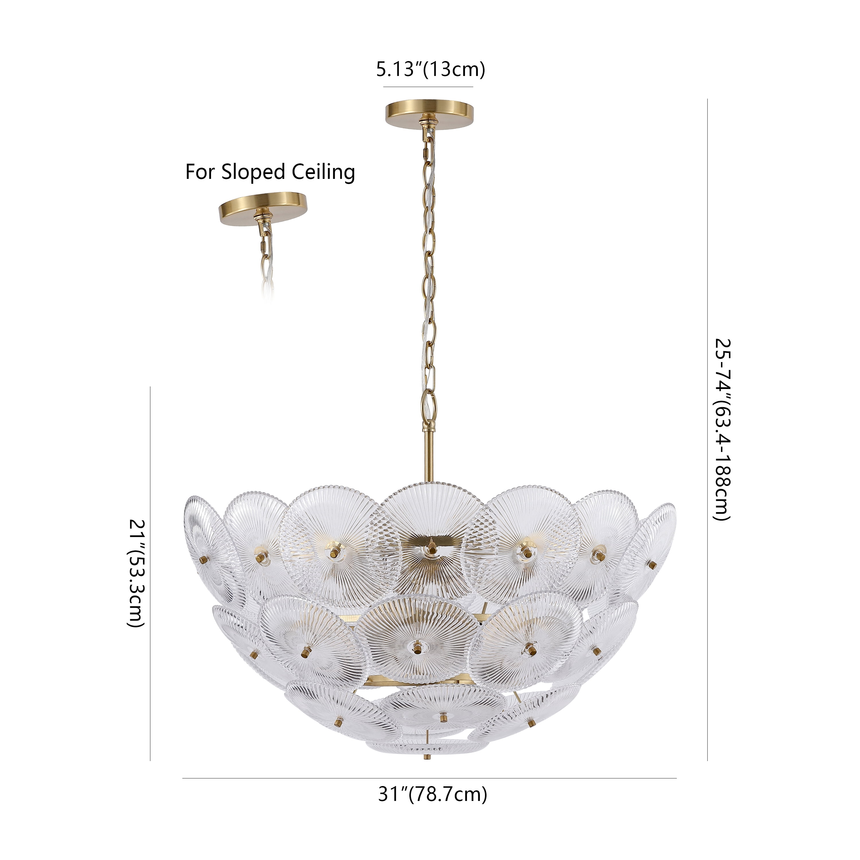 Safavieh Counture Alberta Glass and Metal Chandelier, Clear/Gold