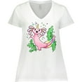 thumbnail image 3 of Inktastic Axolotl Unicorn with Rainbow Tail, Bubbles and Seaweed. Women's Plus Size V-Neck T-Shirt, 3 of 5
