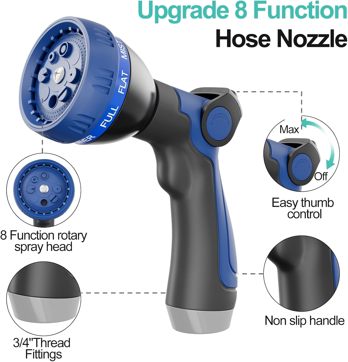 25ft 304 Stainless Steel Garden Hose Metal, Heavy Duty Water Pipe with Nozzles for Yard, Outdoor - Flexible, Never Kink & Tangle, Puncture Resistant (Aqua)