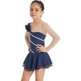 thumbnail image 6 of IEFIEL Girls Shiny Rhinestone Figure Skating Dress Long Sleeve Ballet Dance Gymnastics Leotard Dress Dancewear Blue 8, 6 of 7