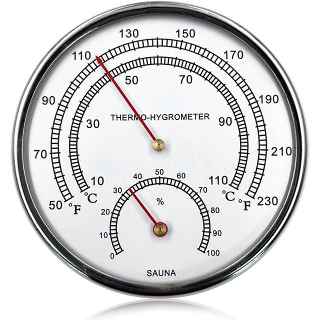 Sauna Thermometer Fahrenheit 4.9 inch 2 in 1 Metal Sauna Thermometer and Hygrometer with Hanging Hole