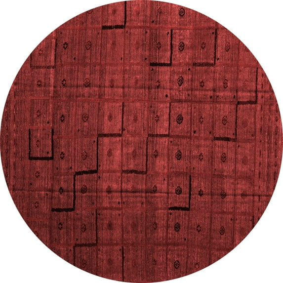 Ahgly Company Indoor Round Abstract Red Modern Area Rugs, 7' Round