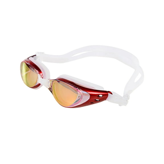 WORGEOUS Swimming Goggles Anti-Fog UV Adjustable Plating Men Women Waterproof Silicone Glasses Adult Eyewear (Red)