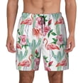 thumbnail image 2 of Picia Flamingo Flower pattern Mens Swim Trunks with Compression Liner Stretch Beach Shorts Quick Dry with Zipper Pockets No-Chafing Board Shorts-3X-Large, 2 of 9