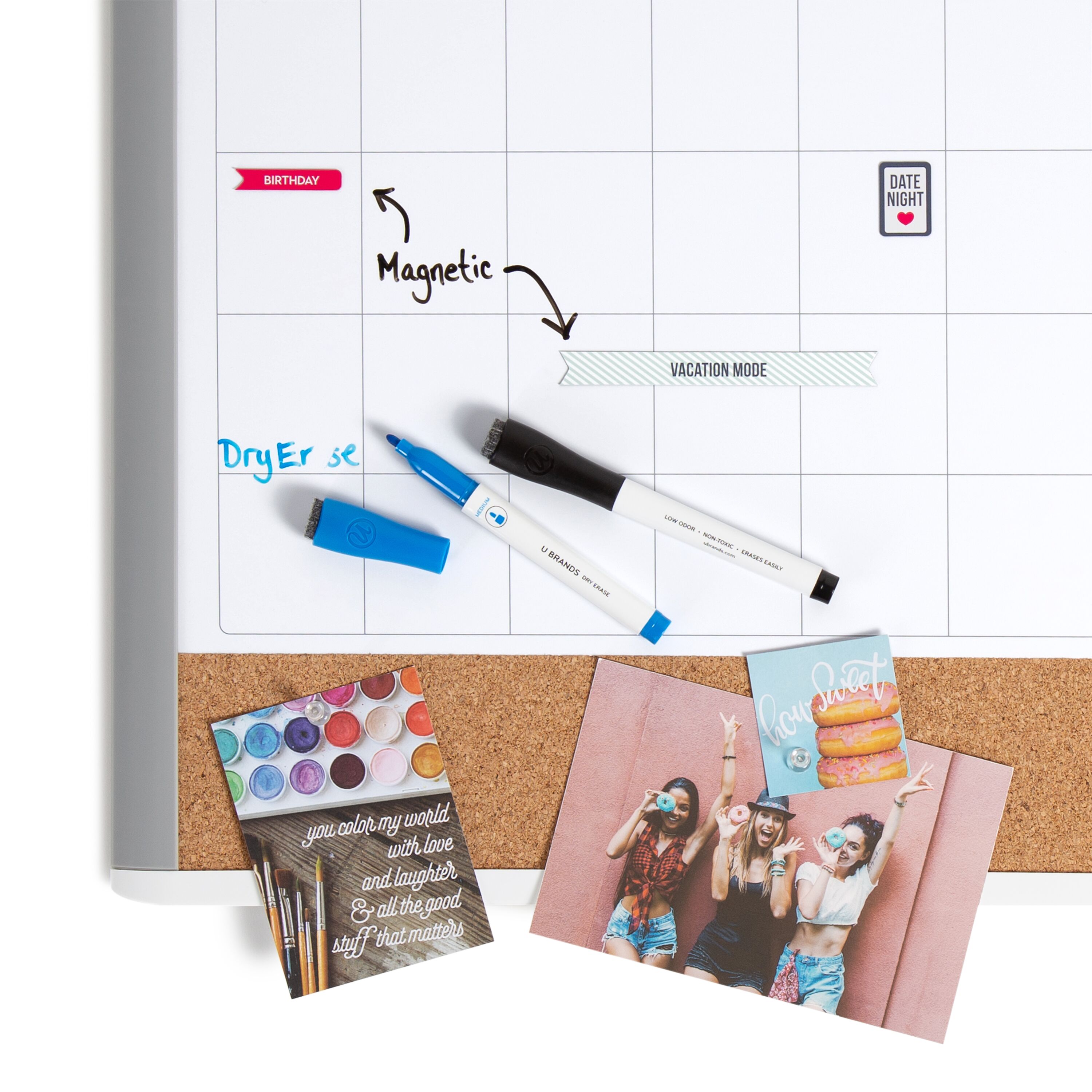 U Brands 3-in-1 Dry Erase Calendar Board, 17" x 23" photo 7