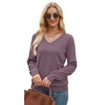 thumbnail image 5 of Ronuti Sweaters for Women V Neck Long Sleeve Casual Fall Tops Crochet Knit Lightweight Pullover Fashion Clothes 2026, 5 of 11