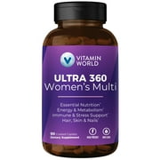 Vitamin World Ultra 360 Multivitamin for Women, Women's Multivitamin with Herbs & Collagen for Hair, Skin & Nails, Supplement with Iron, Vitamin A, B, C, D, E for Energy & Immune Support, 90 Caplets