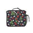 thumbnail image 3 of Strawberry and Blossom Blue Pattern Insulated Lunch Bag with Shoulder Strap and Bottle Holder,Bento School Lunch Bag Box,11x9.5x3.5 Inches, 3 of 5