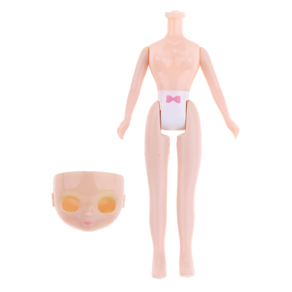 7.5cm Mini Nude Doll Body Head Whole Set for Petite Blythe Pullip Custom DIY 