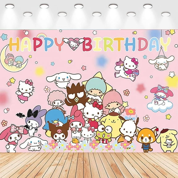 5 X3ft Sanrio Cartoon Birthday Party Decorations Supplies, Masks Party Photography Backdrop Photo Decor Banner, Kids Boys Baby Shower Photography Backdrop