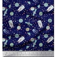 thumbnail image 1 of Soimoi Blue Cotton Duck Fabric Astronaut & Planet Galaxy Printed Craft Fabric by the Yard 42 Inch Wide, 1 of 3