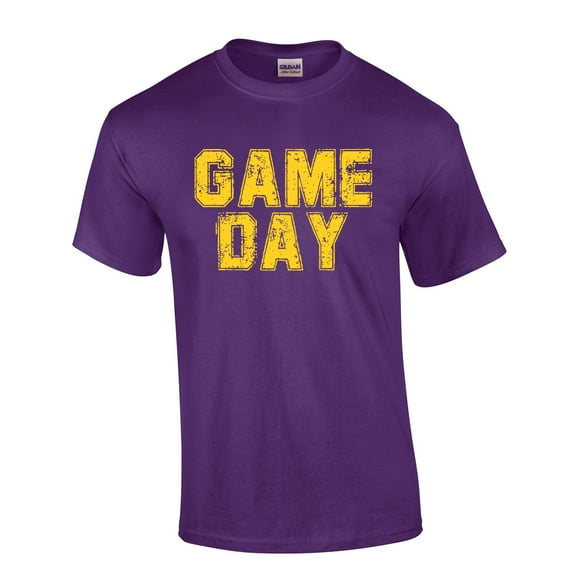 Louisiana Tshirt Football Team Color Purple and Gold Louisiana Game Day Shirt Tiger Mens Short Sleeve T-shirt Graphic Tee-Purple-large