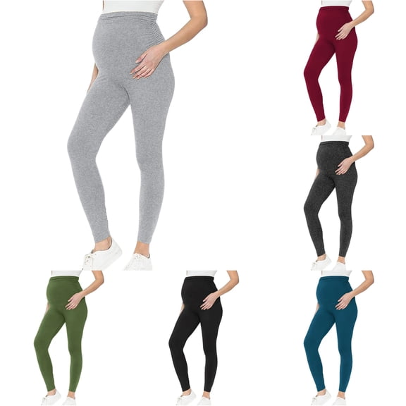 Gyujnb Women High Waist Maternity Leggings Soft Stretchy Solid Color Over Belly Pregnancy Pants Ruched Side Maternity Trousers,XXL