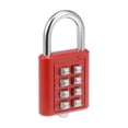 thumbnail image 3 of Uxcell 8-Digit Combination Padlock Push Button Locks for Locker Zinc Alloy Red 1pcs, 3 of 6