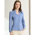 thumbnail image 2 of DARING DIVA Women's Elegant V Neck Long Sleeves Button Down Shirt L Blue, 2 of 6