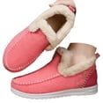thumbnail image 3 of XIMIN Women’s Warm Indoor Outdoor Slip on Flat Fluffy Snow Boots Fuzzy Lined Winter House Shoes with Anti-Slip Sole Comfy Style for Cold Weather Plush Short Booties, 3 of 7