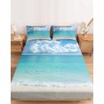 thumbnail image 2 of Twin XL Size Fitted Sheet Set - Ocean Blue 2 Piece Bedding Sets 16" Deep Pocket Fitted Sheet with 1 Pillowcases, Beach Nature Coast Sea Shore Sky Seawater Brushed Microfiber Hotel Luxury Bed Sheets, 2 of 9