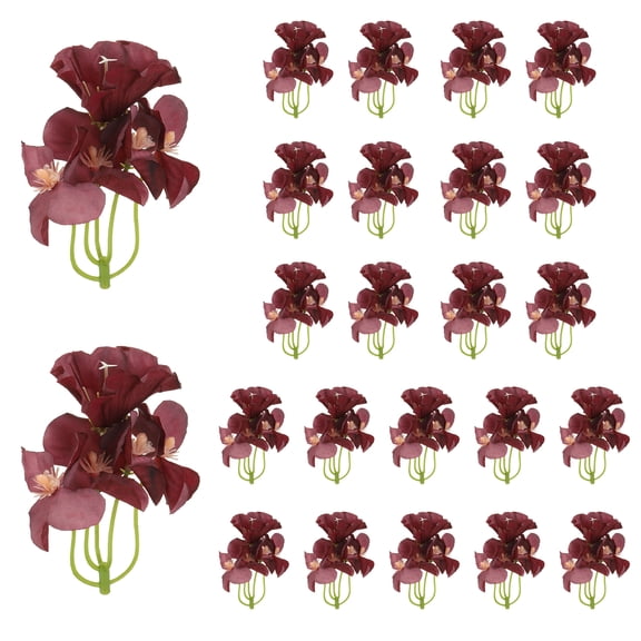 Artificial Orchid Flower for Floating Candle Centerpiece, 24 Pcs Orchid Flower Vase Fillers Mini Flower Filler, Wine Red