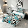 thumbnail image 3 of Manfei Star Circle Twin Sheets, Retro Geometric Bedding, Teal Black, Gray Reversible 3pcs1 Flat Sheet + 1 Fitted Sheet + 1 Pillowcase, 3 of 6