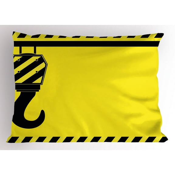 Ambesonne Construction Pillow Sham, Hook Striped Frame, 36" X 20", Yellow Black