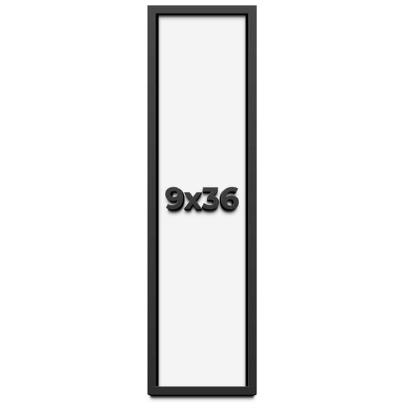 9x36 Shadow Box Frame Black | 1 inches Deep Real Wood Contemporary Shadowbox Display Frame | UV