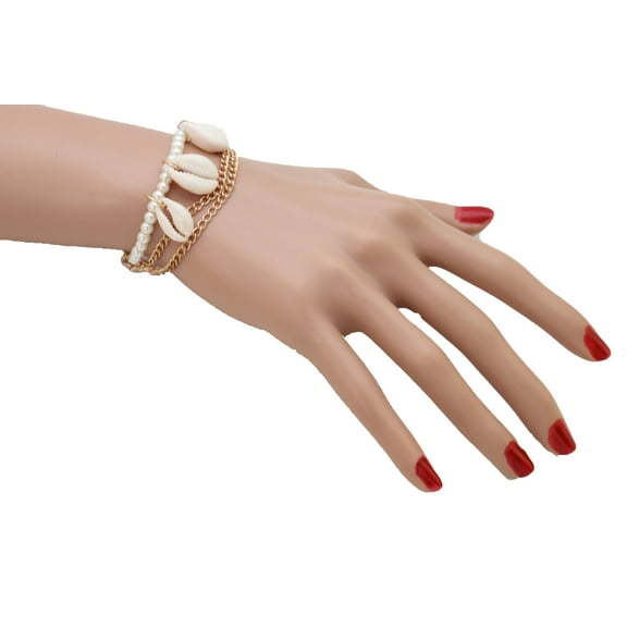 Women Gold Metal Chain Bracelet Bohemian Lovely Style Jewelry Sheashells Charms