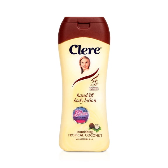 Clere Hand & Body Lotion Nourishing Tropical Coconut with Vitamin E A 13.5 Oz