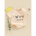 thumbnail image 2 of Argulvti Infant Baby Boys and Girls Romper, Cotton Casual Rooster Letter Embroidery Round Neck Short Sleeve Jumpsuit, 2 of 8