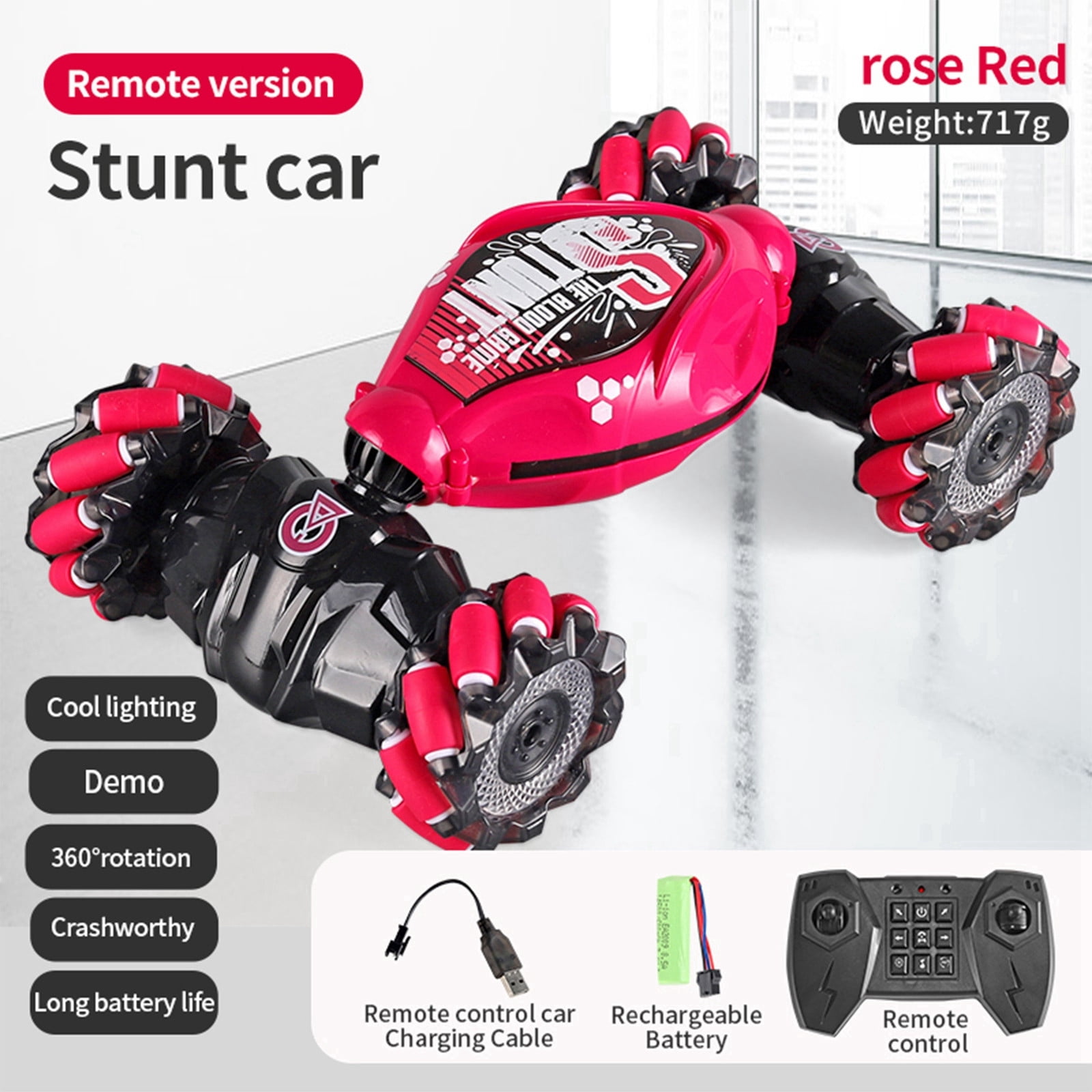 Twfbrm 1:14 RC Cars - 2.4GHz Remote Control Car with Lights for Boys 4-7 Year Old Boys Girls ,4WD All-Terrain Transform Off Road for Rotating,Stocking Stuffers for Kids,9.5 x5.9x3.7in