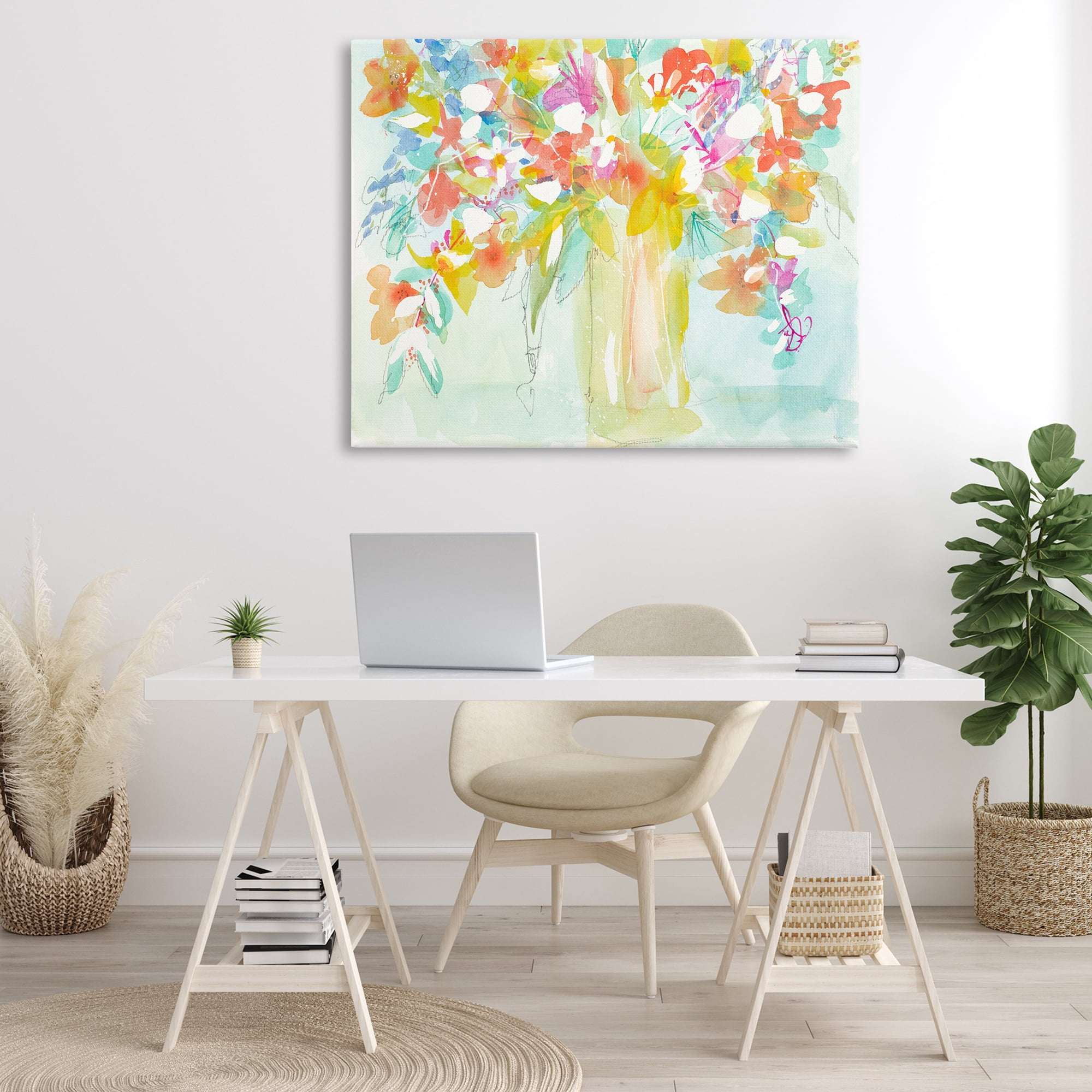 Stupell Industries Bold Eclectic Bouquet Botanical & Floral Painting Gallery Wrapped Canvas Art Print Wall Art, 48 x 36