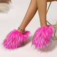 thumbnail image 4 of Bkhluea Womens Fluffy Faux Fur Slides Furry Soft Plush House Slippers Shoes Indoor Outdoor Slip On Slipper, 4 of 7