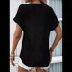 thumbnail image 3 of Camiseta Básica de Corta para Mujer, Informal, de Punto Gofre, con Cuello en V, Color Negro, Talla S, 3 of 4