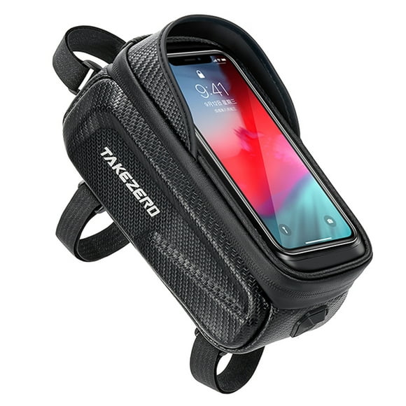 Lotpreco Bike Phone Mount Bag, Cycling Waterproof Front Frame Top Tube Handlebar Bag with Touch Screen Holder Case for iPhone Android Cellphones, Bike Accessories for Adult Bikes