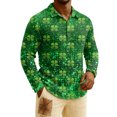 thumbnail image 2 of Men's St. Patrick's Day Shamrock Henley Long Sleeve Pullover Casual Top Shirt, 2 of 6