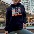 thumbnail image 2 of Nurse Word, Medical Profession or Nursing Themed, Groovy Retro Wavy Text Merch Gift, Navy Blue Hooded Sweatshirt or Hoodie, Large, 2 of 5