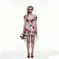 thumbnail image 3 of Women's Ghost Zombie Bride Halloween Vampire Cosplay Outfit Scary Party Stage Performance Fancy Dress Up, 3 of 5