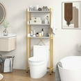 thumbnail image 2 of Topbuy Over The Toilet Storage 3-Tier Bathroom Space Saver Organizer with Adjustable Bottom Bar to Fit Most Toilets White + Gold, 2 of 9