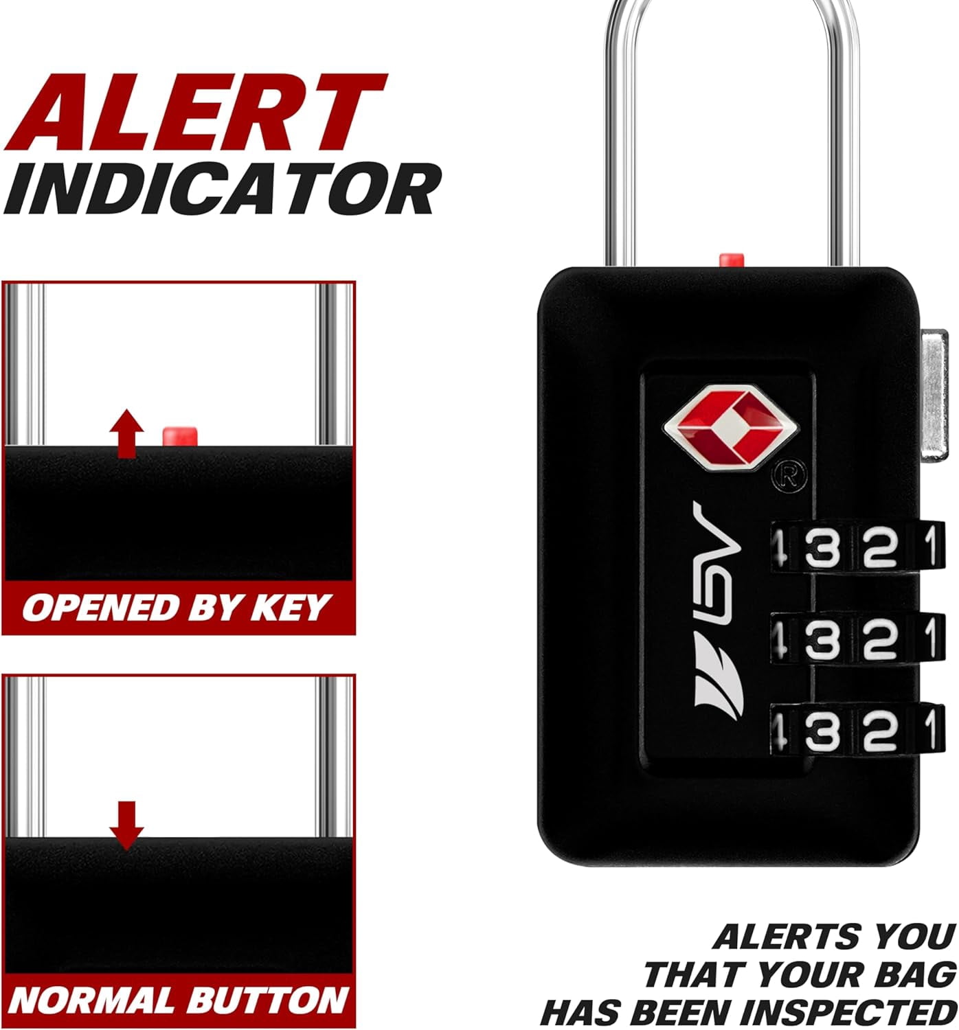 BV TSA Accepted 3-Digit Combination Travel Lock for Luggage, Gym Locker, Toolbox, Cabinets & More – Black, 2 Pack