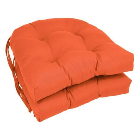 

16 in. Solid Twill U-Shaped Tufted Chair Cushions Tangerine Dream - Set of 2