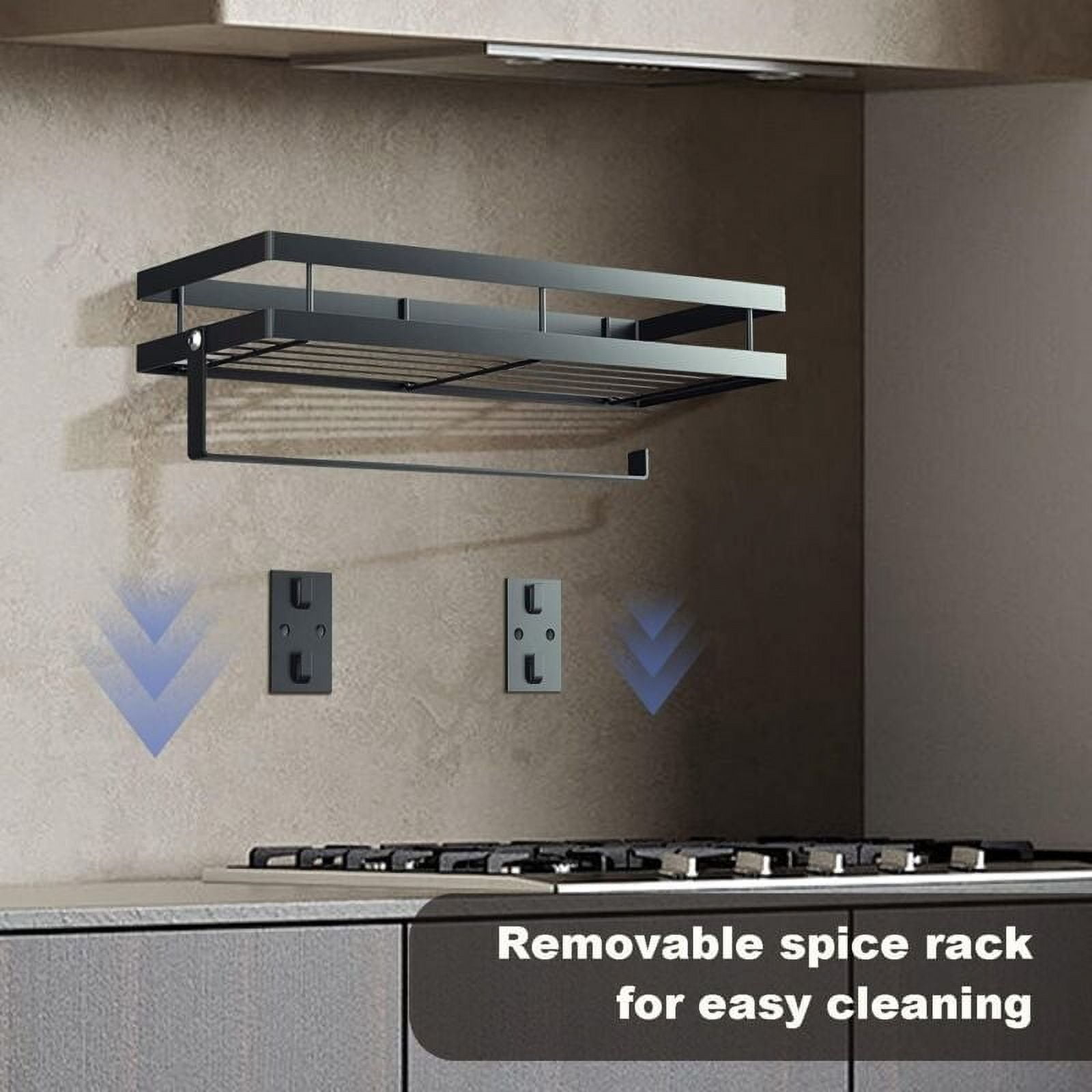 ZZlannSUS304 Matte Black Finish Wall Mounted Paper Towel Roll Rack With Shelf Storage, Strong Magnetic Shelf For Space Saving And Kitchen Organization, Multifunctional And Durable