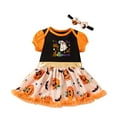thumbnail image 4 of mgoYE Toddler Baby Girl Halloween Outfit Sleeveless Pumpkin Ghost Tutu Dresses Little Kids Clothes(Light Yellow,3-6 Months), 4 of 4