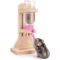 thumbnail image 1 of Hamster Wooden Drinking Bottle Holder Height Adjustable Pet Feeder (Pink), 1 of 5
