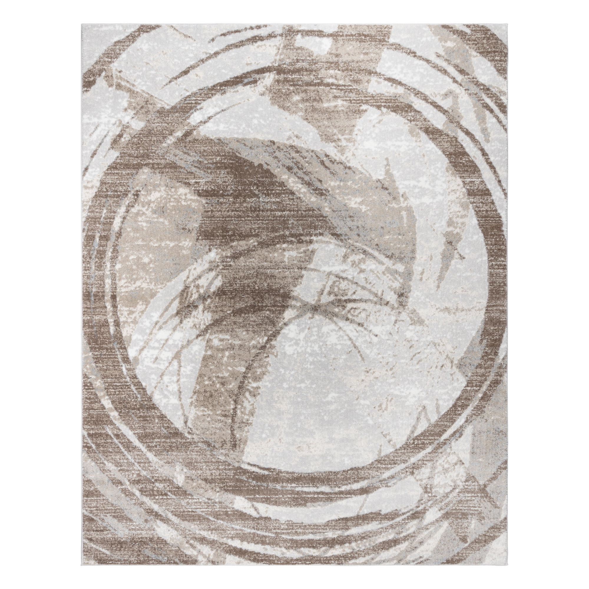 Gertmenian Alor Eze Modern Abstract Tan/Ivory/Beige Polypropylene Indoor Area Rug, 5x7
