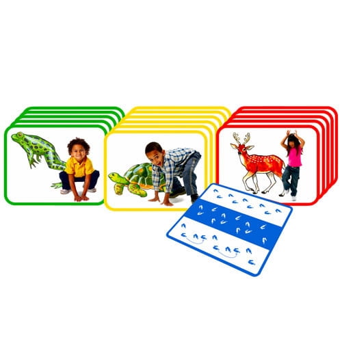 Roylco Body Poetry Animal Action Cards - Educational Exercise Movement Cards, 3 Difficulty Levels, Active Learning for Kids Ages 4+, Set of 16, 8.5x11"