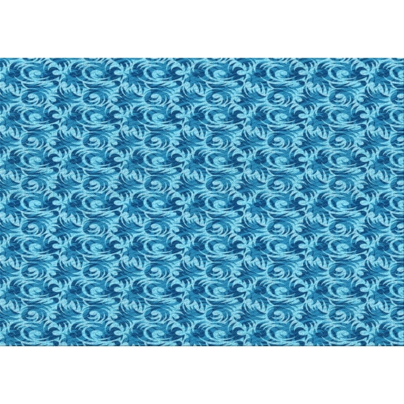 Ahgly Company Indoor Rectangle Patterned Blue Dress Blue Area Rugs, 3' x 5'