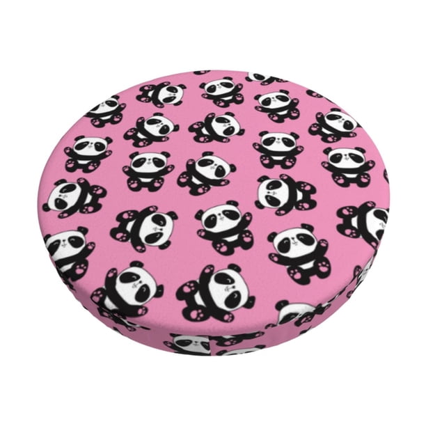 Disketp Cute Panda Funda Redonda para Taburete, Funda de Cojín para Silla de Bar Suave y Elástica-12 inch