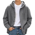 thumbnail image 2 of Plaid Shirt Jacket Men Fall Winter Long Sleeve Loose Casual Button Down Drawstring Hooded Shirt Work Shirts Outerwear, 2 of 9